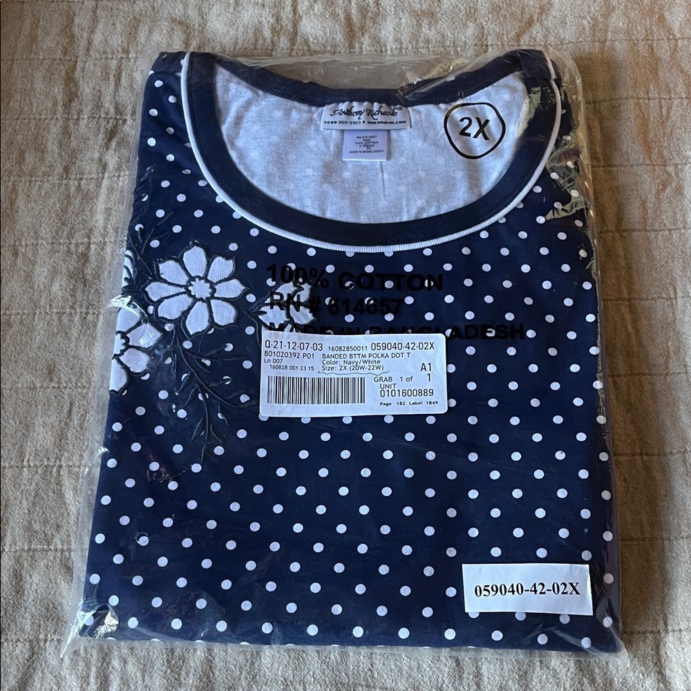 Anthony Richards Navy and White Cotton Top